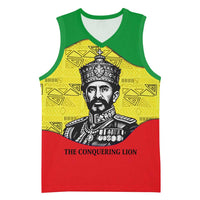 Haile Selassie I Basketball Jersey Ethiopia Lion of Judah and Conquering Lion Pattern Tribute - Wonder Print Shop