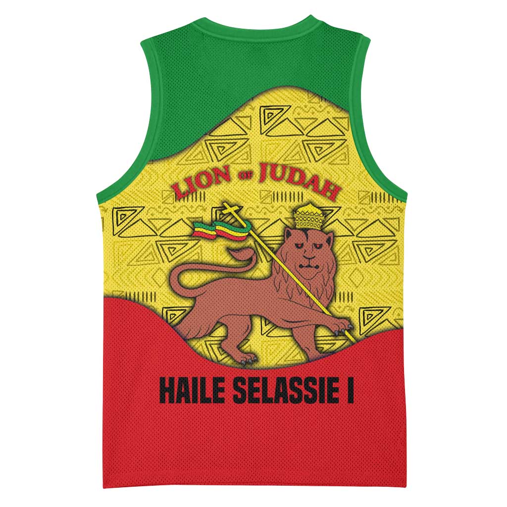 Haile Selassie I Basketball Jersey Ethiopia Lion of Judah and Conquering Lion Pattern Tribute - Wonder Print Shop