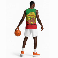 Haile Selassie I Basketball Jersey Ethiopia Lion of Judah and Conquering Lion Pattern Tribute - Wonder Print Shop