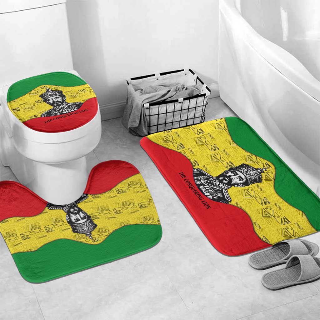 Haile Selassie I Bathroom Set Ethiopia Lion of Judah and Conquering Lion Pattern Tribute - Wonder Print Shop