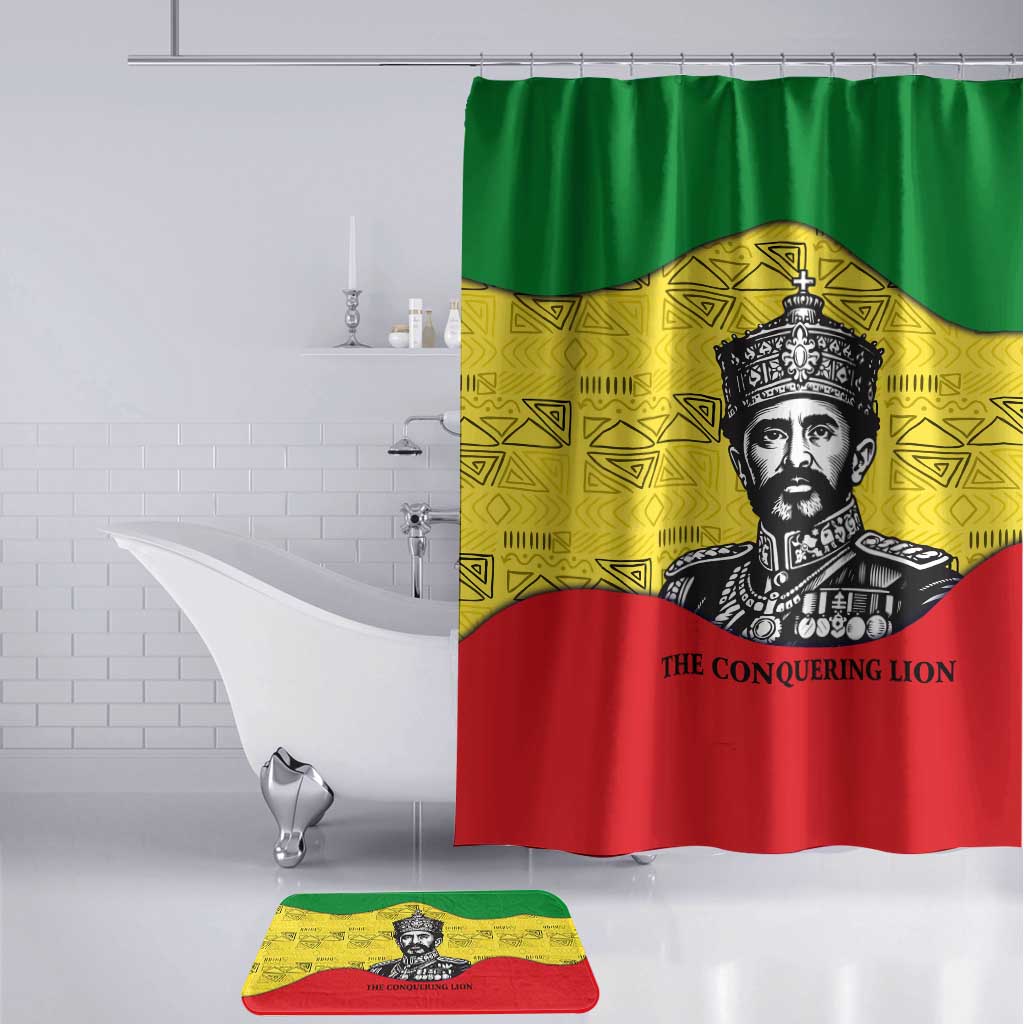 Haile Selassie I Bathroom Set Ethiopia Lion of Judah and Conquering Lion Pattern Tribute - Wonder Print Shop