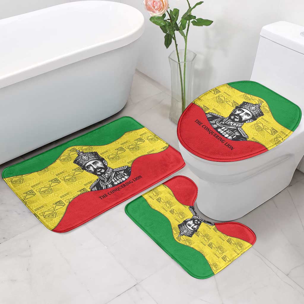 Haile Selassie I Bathroom Set Ethiopia Lion of Judah and Conquering Lion Pattern Tribute - Wonder Print Shop