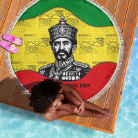 Haile Selassie I Beach Blanket Ethiopia Lion of Judah and Conquering Lion Pattern Tribute - Wonder Print Shop