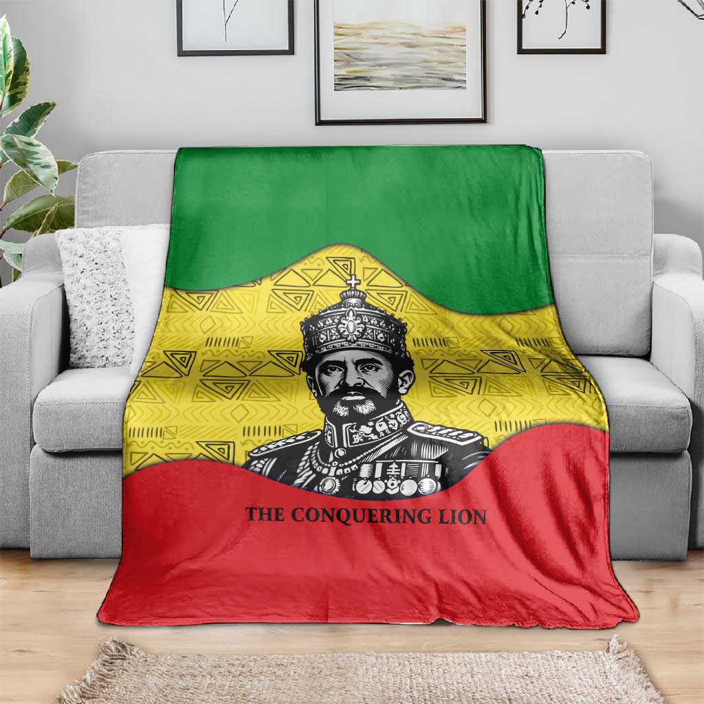 Haile Selassie I Blanket Ethiopia Lion of Judah and Conquering Lion Pattern Tribute - Wonder Print Shop
