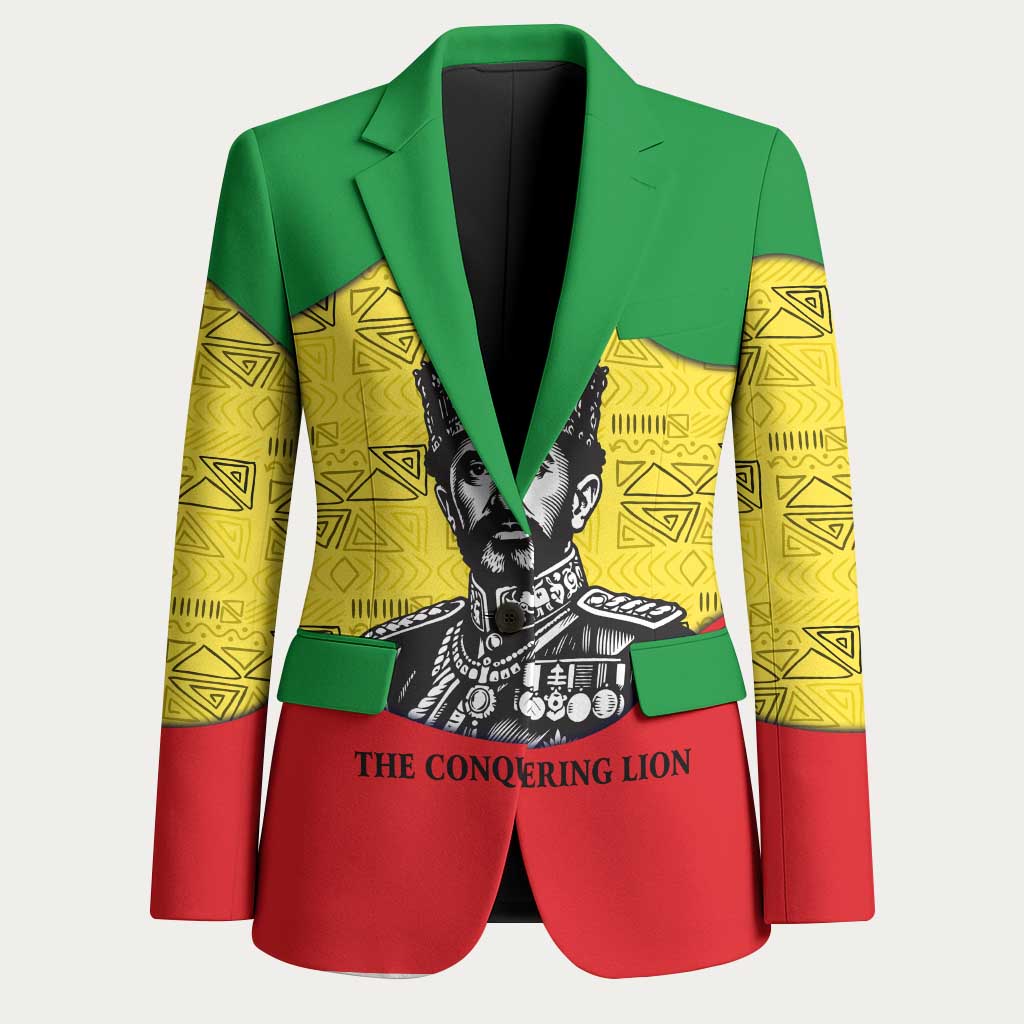 Haile Selassie I Blazer Ethiopia Lion of Judah and Conquering Lion Pattern Tribute - Wonder Print Shop