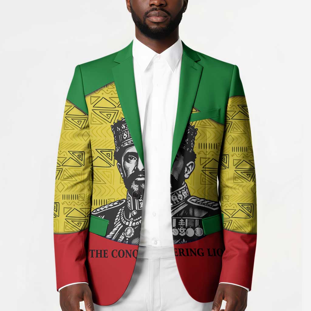 Haile Selassie I Blazer Ethiopia Lion of Judah and Conquering Lion Pattern Tribute - Wonder Print Shop