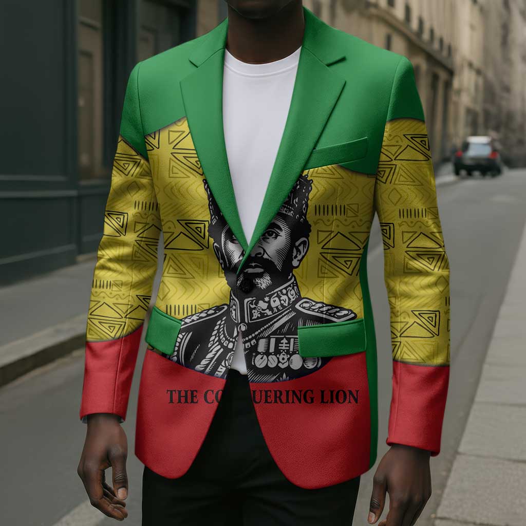 Haile Selassie I Blazer Ethiopia Lion of Judah and Conquering Lion Pattern Tribute - Wonder Print Shop