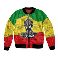 Haile Selassie I Bomber Jacket Ethiopia Lion of Judah and Conquering Lion Pattern Tribute - Wonder Print Shop