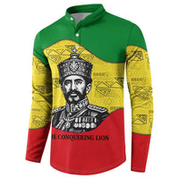 Haile Selassie I Button Sweatshirt Ethiopia Lion of Judah and Conquering Lion Pattern Tribute