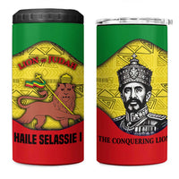 Haile Selassie I 4 in 1 Can Cooler Tumbler Ethiopia Lion of Judah and Conquering Lion Pattern Tribute - Wonder Print Shop