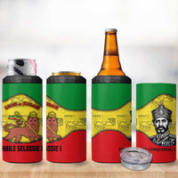 Haile Selassie I 4 in 1 Can Cooler Tumbler Ethiopia Lion of Judah and Conquering Lion Pattern Tribute - Wonder Print Shop