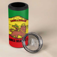 Haile Selassie I 4 in 1 Can Cooler Tumbler Ethiopia Lion of Judah and Conquering Lion Pattern Tribute - Wonder Print Shop