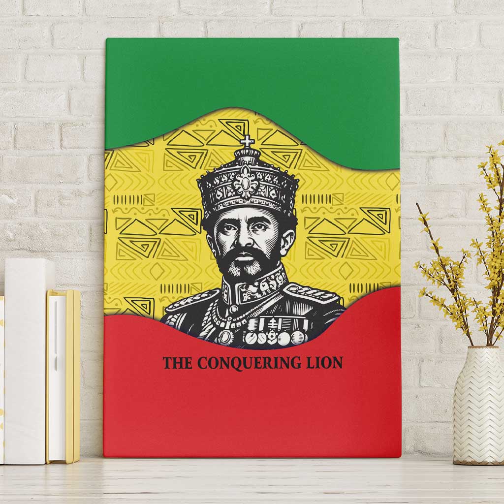 Haile Selassie I Canvas Wall Art Ethiopia Lion of Judah and Conquering Lion Pattern Tribute - Wonder Print Shop