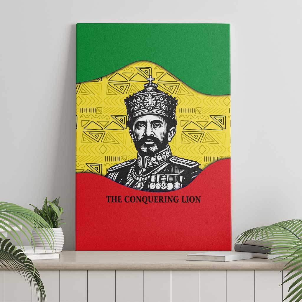 Haile Selassie I Canvas Wall Art Ethiopia Lion of Judah and Conquering Lion Pattern Tribute - Wonder Print Shop