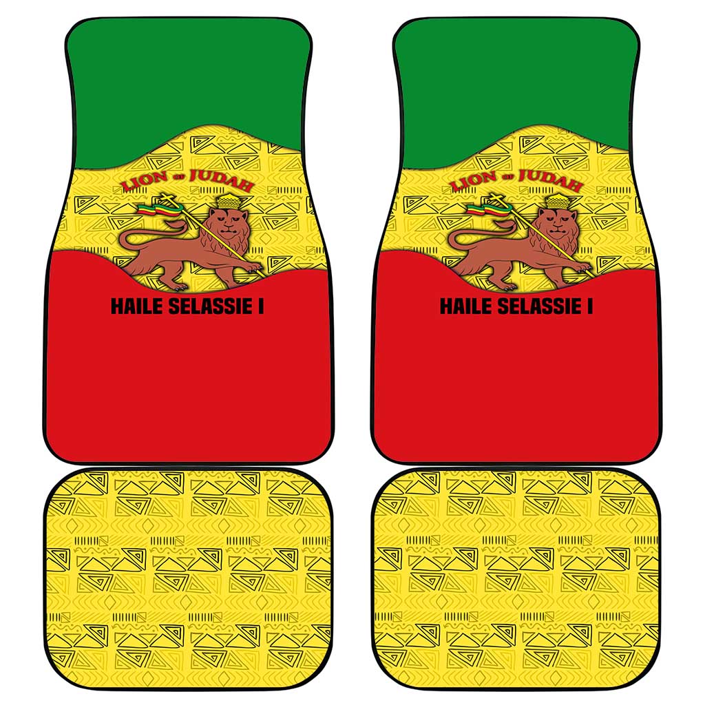 Haile Selassie I Car Mats Ethiopia Lion of Judah and Conquering Lion Pattern Tribute - Wonder Print Shop