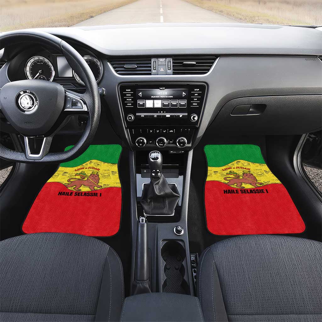 Haile Selassie I Car Mats Ethiopia Lion of Judah and Conquering Lion Pattern Tribute - Wonder Print Shop