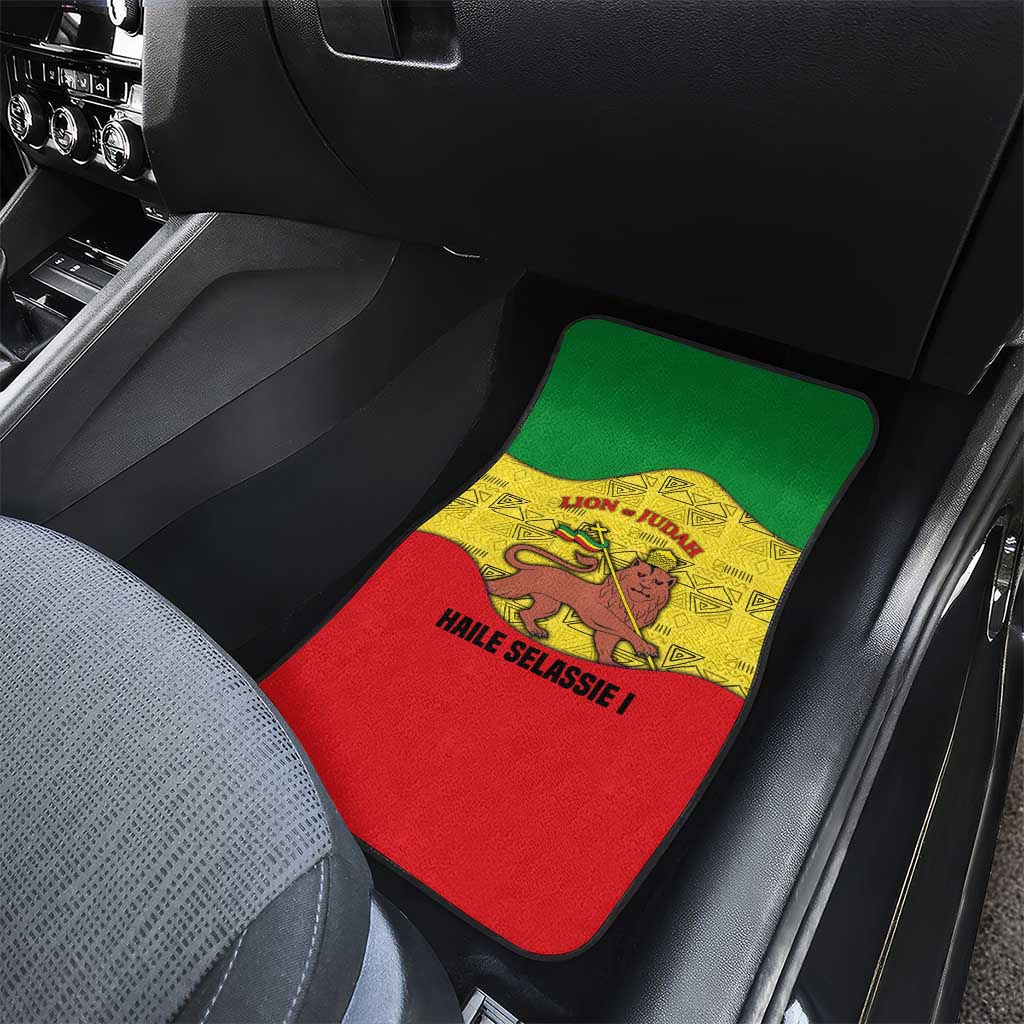 Haile Selassie I Car Mats Ethiopia Lion of Judah and Conquering Lion Pattern Tribute - Wonder Print Shop