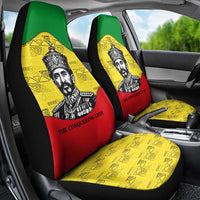 Haile Selassie I Car Seat Cover Ethiopia Lion of Judah and Conquering Lion Pattern Tribute - Wonder Print Shop