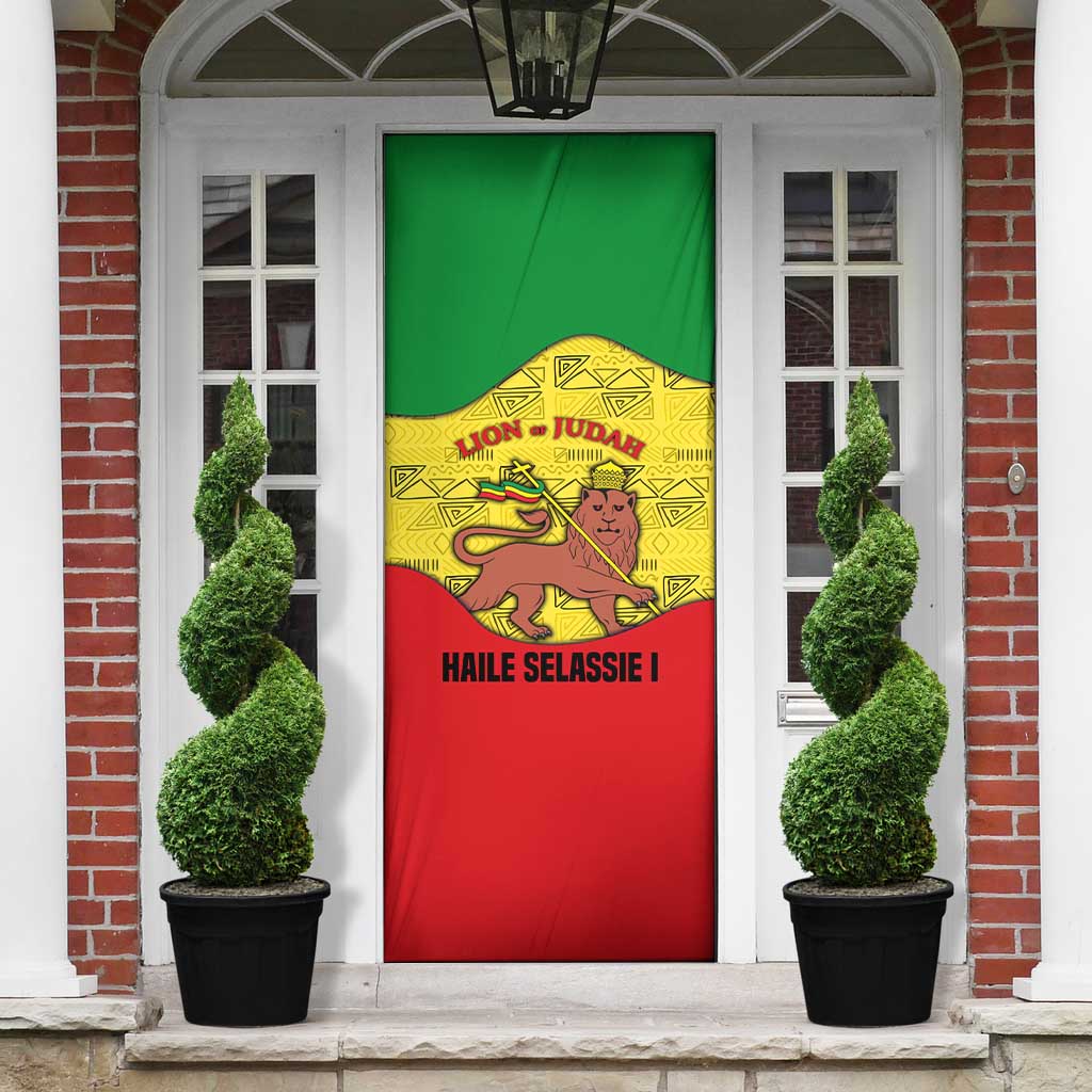 Haile Selassie I Door Cover Ethiopia Lion of Judah and Conquering Lion Pattern Tribute - Wonder Print Shop
