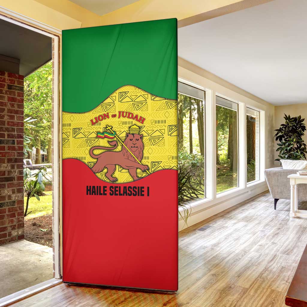 Haile Selassie I Door Cover Ethiopia Lion of Judah and Conquering Lion Pattern Tribute - Wonder Print Shop