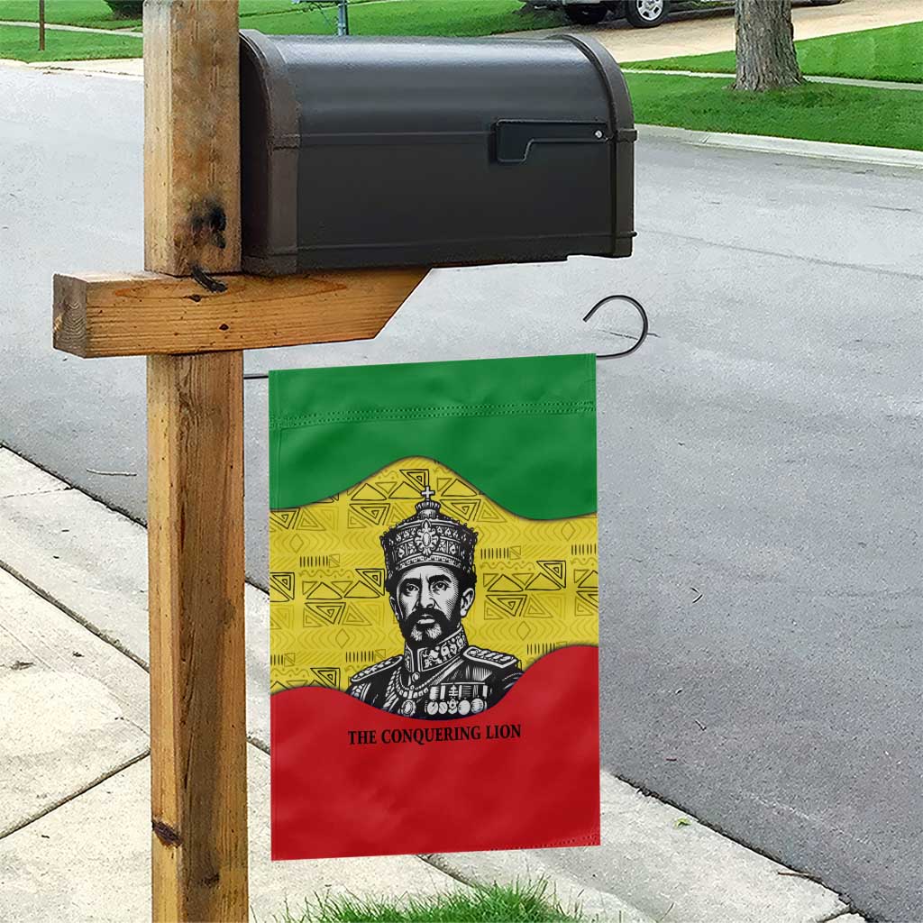 Haile Selassie I Garden Flag Ethiopia Lion of Judah and Conquering Lion Pattern Tribute - Wonder Print Shop