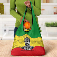 Haile Selassie I Grocery Bag Ethiopia Lion of Judah and Conquering Lion Pattern Tribute - Wonder Print Shop