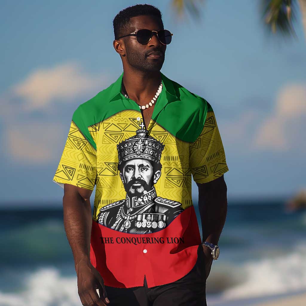 Haile Selassie I Hawaiian Shirt Ethiopia Lion of Judah and Conquering Lion Pattern Tribute - Wonder Print Shop