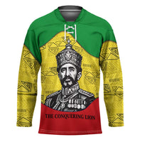 Haile Selassie I Hockey Jersey Ethiopia Lion of Judah and Conquering Lion Pattern Tribute - Wonder Print Shop