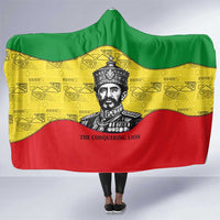Haile Selassie I Hooded Blanket Ethiopia Lion of Judah and Conquering Lion Pattern Tribute - Wonder Print Shop