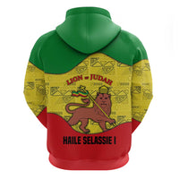 Haile Selassie I Hoodie Ethiopia Lion of Judah and Conquering Lion Pattern Tribute - Wonder Print Shop