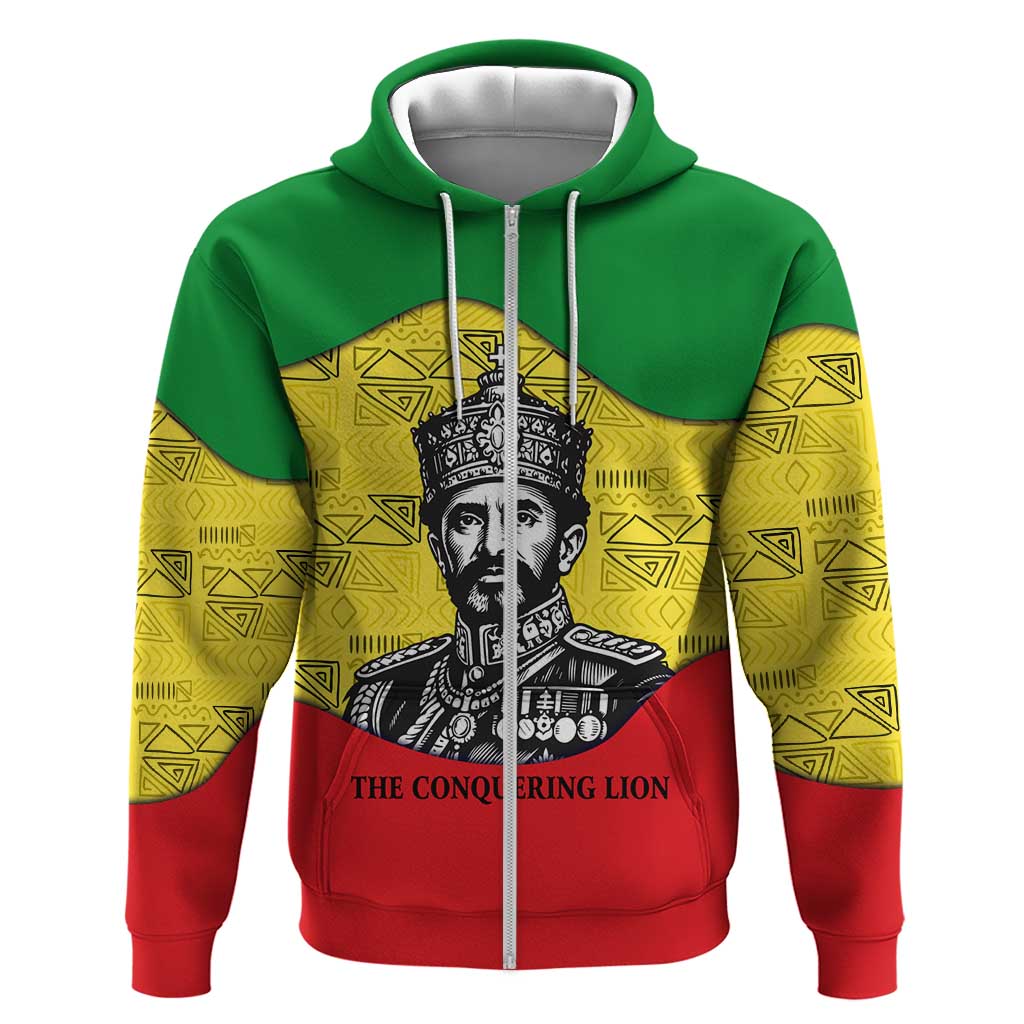Haile Selassie I Hoodie Ethiopia Lion of Judah and Conquering Lion Pattern Tribute - Wonder Print Shop
