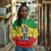 Haile Selassie I Hoodie Ethiopia Lion of Judah and Conquering Lion Pattern Tribute - Wonder Print Shop
