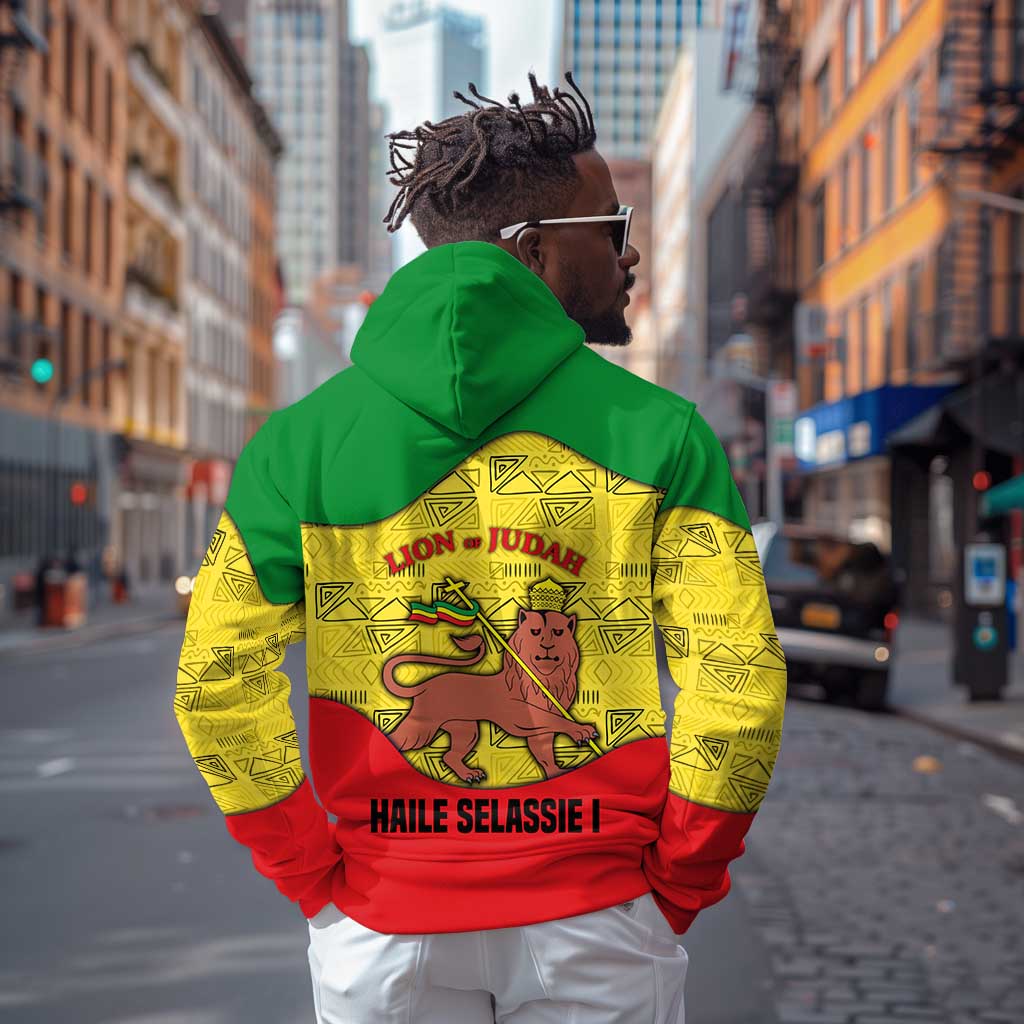 Haile Selassie I Hoodie Ethiopia Lion of Judah and Conquering Lion Pattern Tribute - Wonder Print Shop