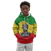 Haile Selassie I Kid Hoodie Ethiopia Lion of Judah and Conquering Lion Pattern Tribute - Wonder Print Shop