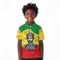 Haile Selassie I Kid Polo Shirt Ethiopia Lion of Judah and Conquering Lion Pattern Tribute - Wonder Print Shop