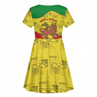 Haile Selassie I Kid Short Sleeve Dress Ethiopia Lion of Judah and Conquering Lion Pattern Tribute - Wonder Print Shop