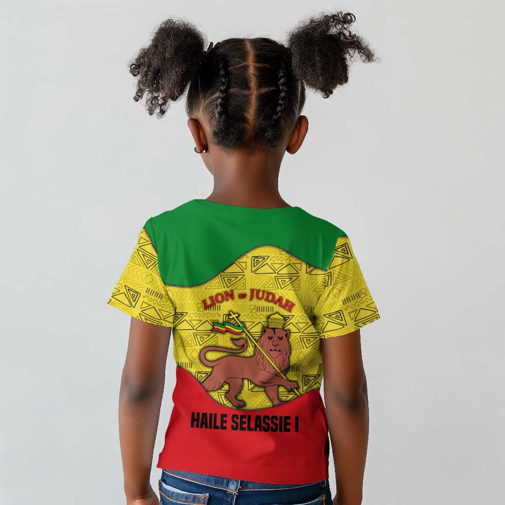 Haile Selassie I Kid T shirt Ethiopia Lion of Judah and Conquering Lion Pattern Tribute - Wonder Print Shop