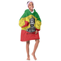 Haile Selassie I Kid Wearable Blanket Hoodie Ethiopia Lion of Judah and Conquering Lion Pattern Tribute - Wonder Print Shop