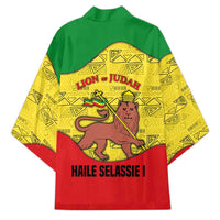 Haile Selassie I Kimono Ethiopia Lion of Judah and Conquering Lion Pattern Tribute - Wonder Print Shop