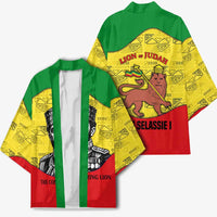 Haile Selassie I Kimono Ethiopia Lion of Judah and Conquering Lion Pattern Tribute - Wonder Print Shop