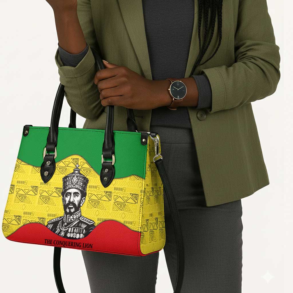 Haile Selassie I Leather Bag Ethiopia Lion of Judah and Conquering Lion Pattern Tribute - Wonder Print Shop