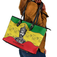 Haile Selassie I Leather Tote Bag Ethiopia Lion of Judah and Conquering Lion Pattern Tribute - Wonder Print Shop