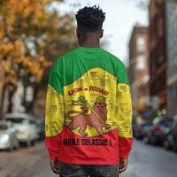 Haile Selassie I Long Sleeve Shirt Ethiopia Lion of Judah and Conquering Lion Pattern Tribute - Wonder Print Shop