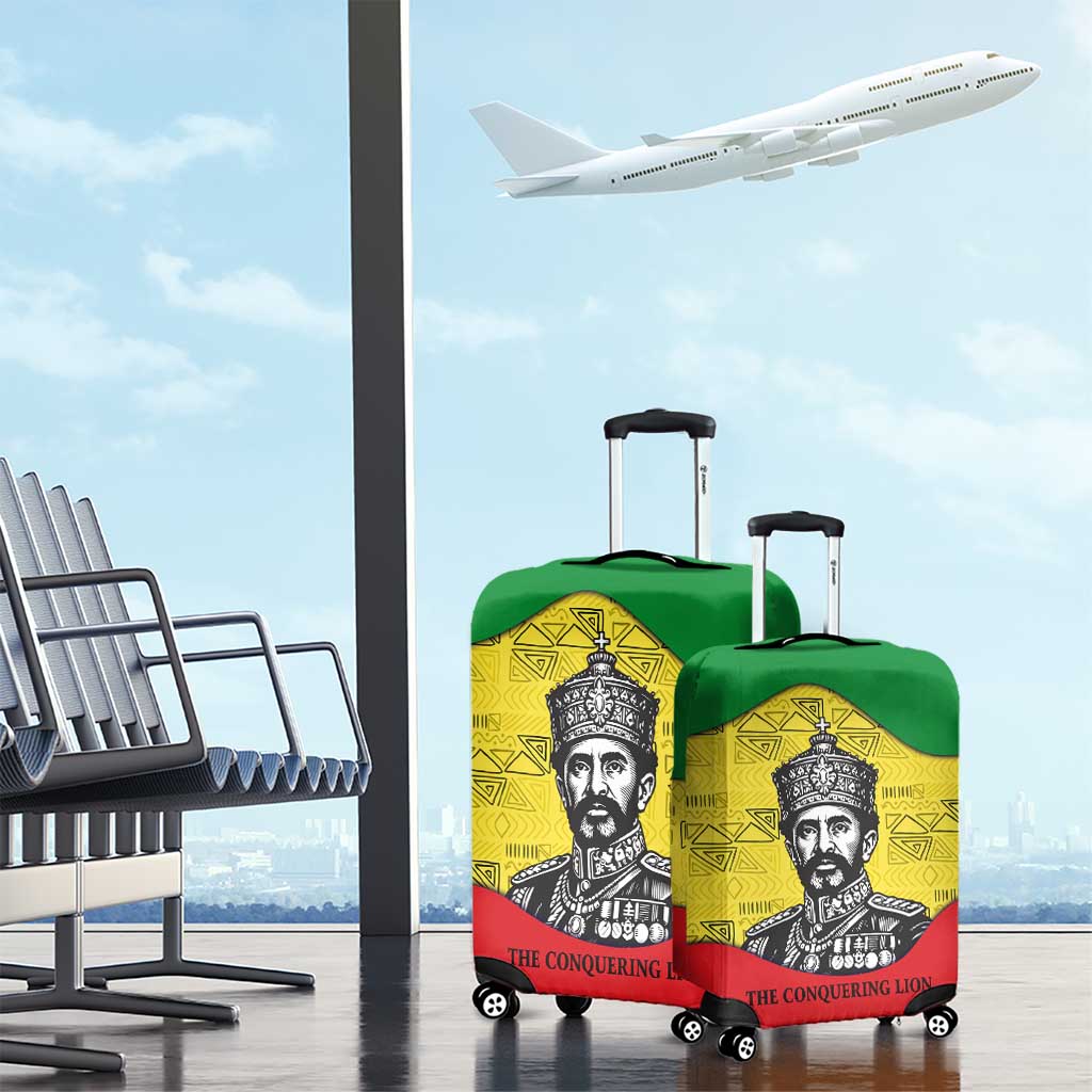 Haile Selassie I Luggage Cover Ethiopia Lion of Judah and Conquering Lion Pattern Tribute - Wonder Print Shop