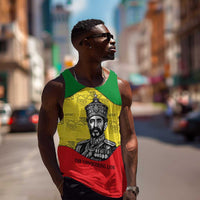 Haile Selassie I Men Tank Top Ethiopia Lion of Judah and Conquering Lion Pattern Tribute - Wonder Print Shop