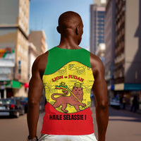 Haile Selassie I Men Tank Top Ethiopia Lion of Judah and Conquering Lion Pattern Tribute - Wonder Print Shop