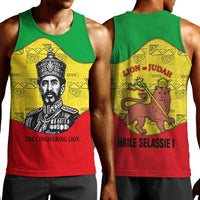 Haile Selassie I Men Tank Top Ethiopia Lion of Judah and Conquering Lion Pattern Tribute - Wonder Print Shop