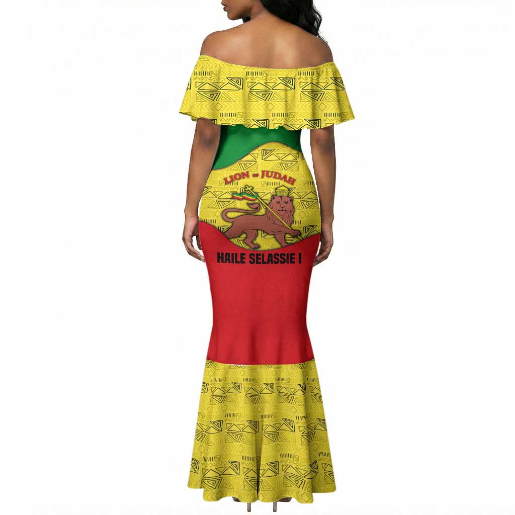 Haile Selassie I Mermaid Dress Ethiopia Lion of Judah and Conquering Lion Pattern Tribute - Wonder Print Shop