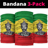 Haile Selassie I Neck Gaiter Ethiopia Lion of Judah and Conquering Lion Pattern Tribute - Wonder Print Shop
