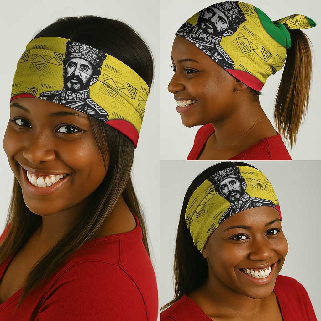 Haile Selassie I Neck Gaiter Ethiopia Lion of Judah and Conquering Lion Pattern Tribute - Wonder Print Shop